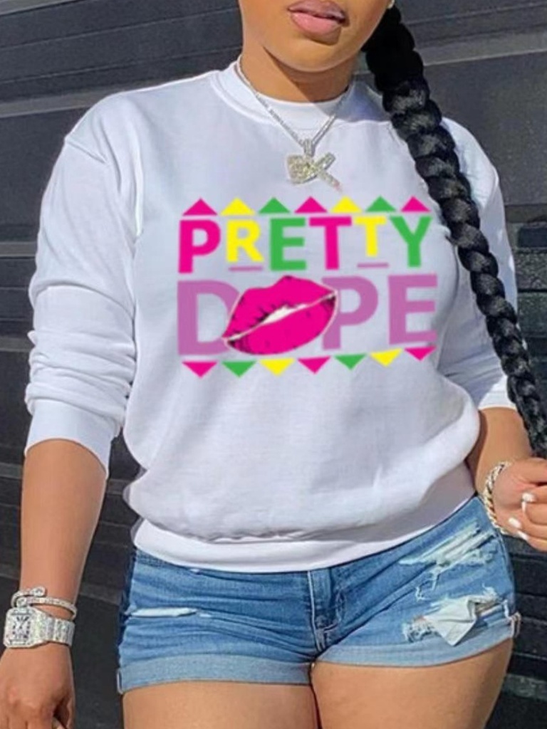 Lip Letter Print Sweatshirt