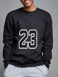 Men Letter Print Black Sports Hoodie