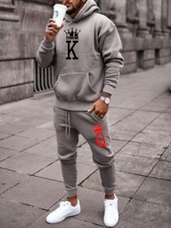 Men Letter Print Kangaroo Pocket Sweatsuit Set